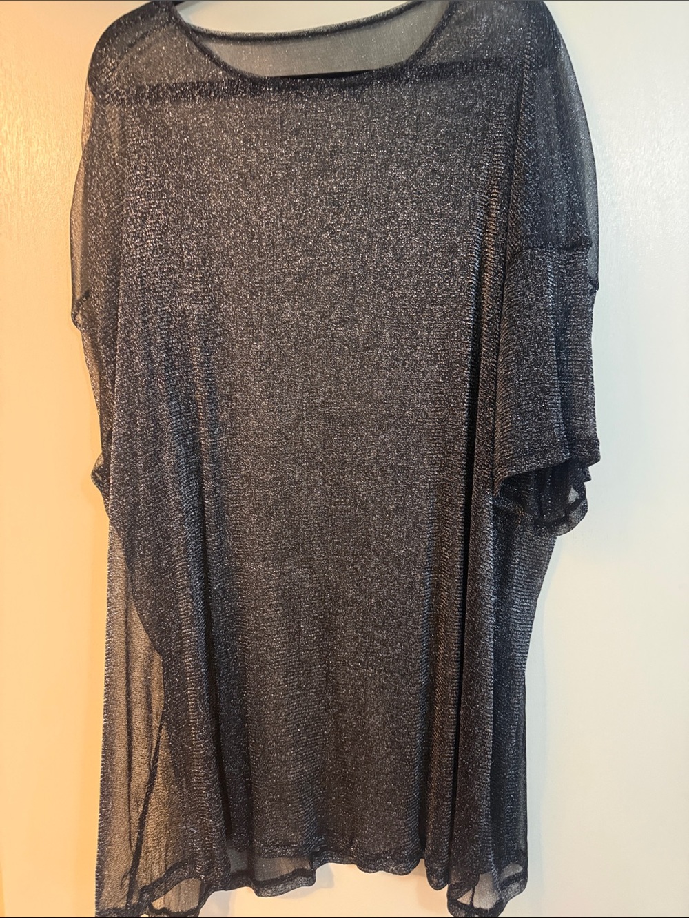 Source Unknown Sheer Metallic Swim Coverup - Black
